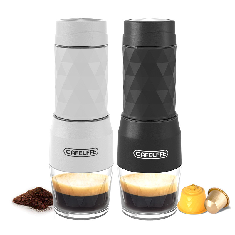 Portable 3-in-1 Travel Espresso Coffee Machine, Hand Press, Capsule Compatible