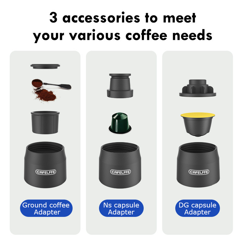 Portable 3-in-1 Travel Espresso Coffee Machine, Hand Press, Capsule Compatible